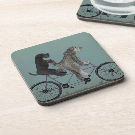 Schnauzer Tandem Getränkeuntersetzer (Linke Seite)