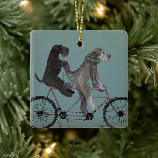 Schnauzer Tandem Keramikornament (Baum)