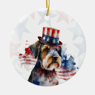 Schnauzer terrier Dog, 4th of july Personalized Keramik Ornament