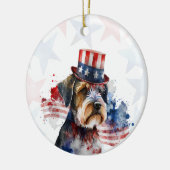 Schnauzer terrier Dog, 4th of july Personalized Keramik Ornament (Links)