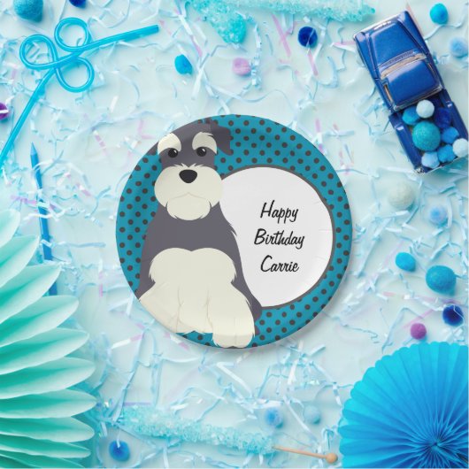 Schnauzer und Polka Dots Personalisiert Pappteller (Party)