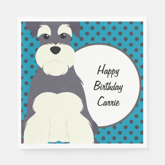 Schnauzer und Polka Dots Personalisiert Serviette (Vorderseite)