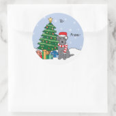 Schnauzer und Weihnachtsbaum Runder Aufkleber (Tasche)