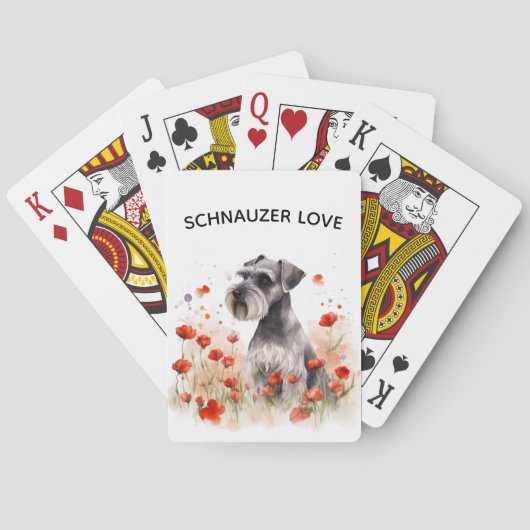 Schnauzer und Wildblumen Spielkarten (Rückseite)