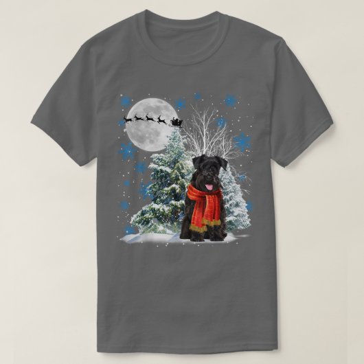 Schnauzer Under Moonlight Schnee Weihnachten Pajam T-Shirt (Design vorne)