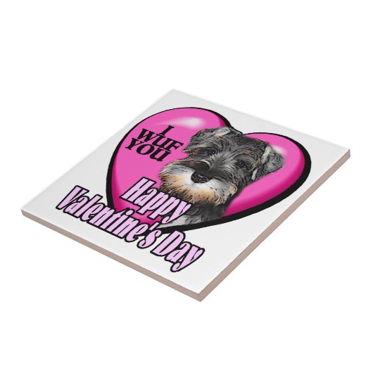 Schnauzer-Valentinstag Fliese (Seite)