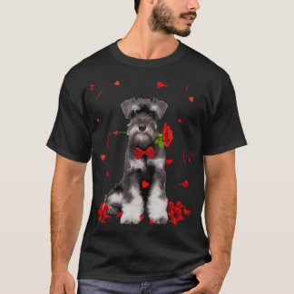 Schnauzer Valentinstag Outfit Hund Valentine  T-Shirt