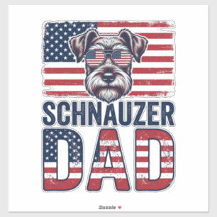 Schnauzer-Vater Patriotisch Retro-Hund Aufkleber