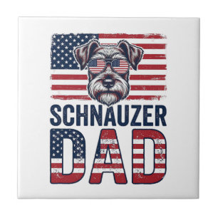 Schnauzer-Vater Patriotisch Retro-Hund Fliese