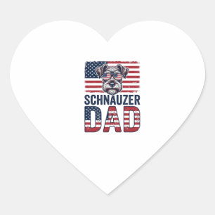 Schnauzer-Vater Patriotisch Retro-Hund Herz-Aufkleber