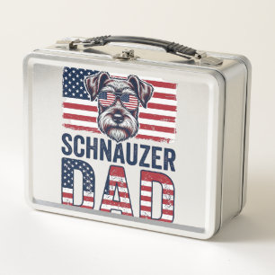 Schnauzer-Vater Patriotisch Retro-Hund Metall Brotdose