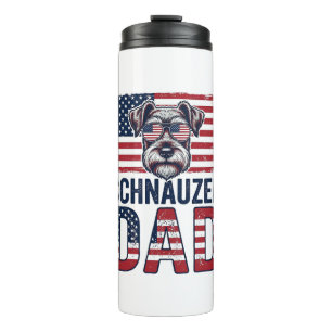 Schnauzer-Vater Patriotisch Retro-Hund Thermosbecher