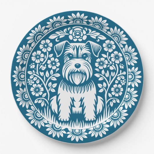 Schnauzer Viktorianische Farbe Pappteller (Vorderseite)