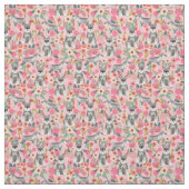 Schnauzer Vintage Blumen rosa Apfelwein Stoff (Muster)