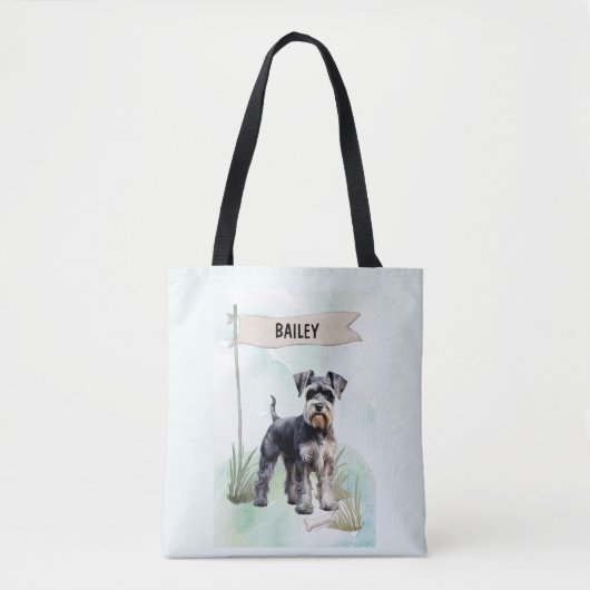 Schnauzer Wasserfarbe Personalisierte Hund Tasche (Vorderseite)