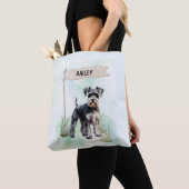 Schnauzer Wasserfarbe Personalisierte Hund Tasche (Von Nahem)