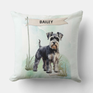 Schnauzer Wasserfarbe Personalisierter Hund Kissen