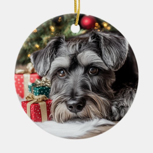 Schnauzer Weihnachten Keramik Ornament (Vorne)