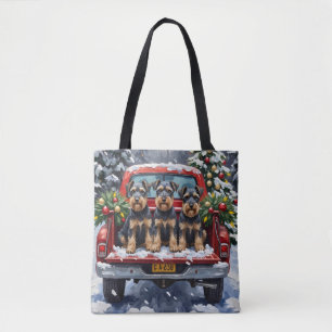 Schnauzer Weihnachten Roter LKW Urlaub Tasche