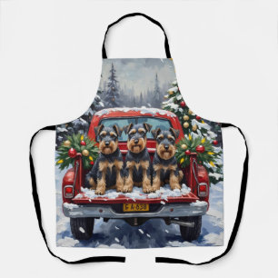 Schnauzer Weihnachten Rotes Lastwagen Urlaub Schürze