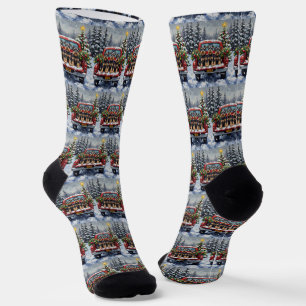 Schnauzer Weihnachten Rotes Lastwagen Urlaub Socken