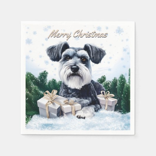 Schnauzer Weihnachten Serviette (Vorderseite)