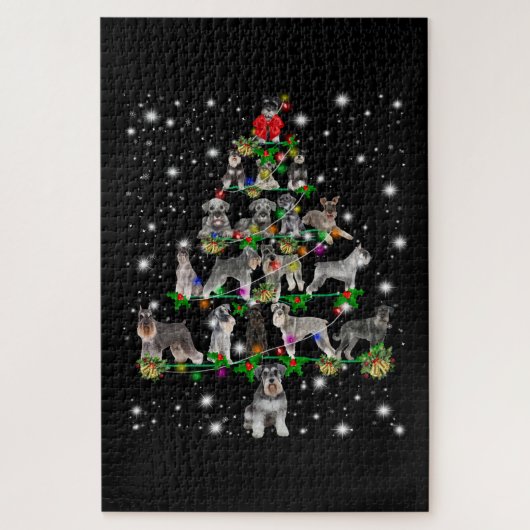 Schnauzer Weihnachtsbaum, lichtdurchflutet Puzzle (Vertikal)