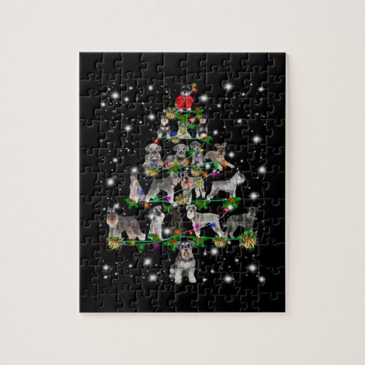 Schnauzer Weihnachtsbaum, lichtdurchflutet Puzzle (Vertikal)