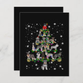 Schnauzer Weihnachtsbaum mit Lichteinfall Dankeskarte (Vorne/Hinten)