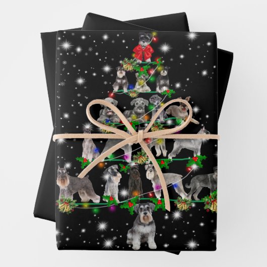 Schnauzer Weihnachtsbaum mit Lichteinfall Geschenkpapier Set (Beispiel)