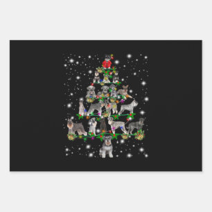 Schnauzer Weihnachtsbaum mit Lichteinfall Geschenkpapier Set