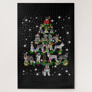 Schnauzer Weihnachtsbaum mit Lichteinfall Puzzle