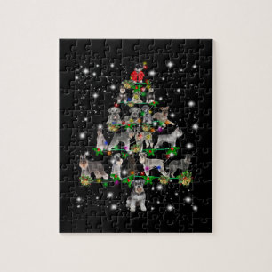 Schnauzer Weihnachtsbaum mit Lichteinfall Puzzle
