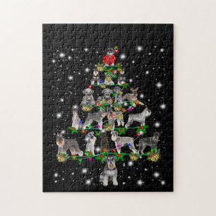 Schnauzer Weihnachtsbaum mit Lichteinfall Puzzle