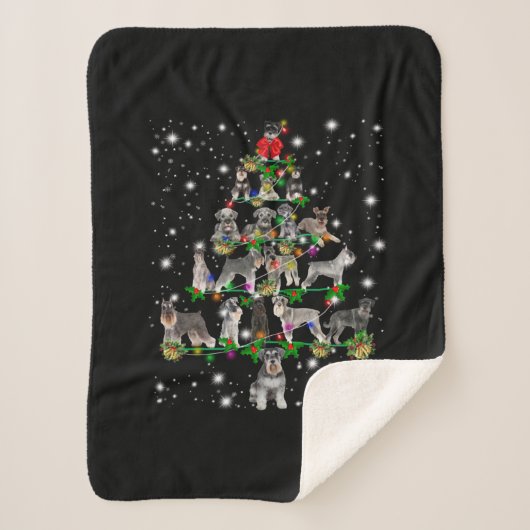 Schnauzer Weihnachtsbaum mit Lichteinfall Sherpadecke (Vorderseite)