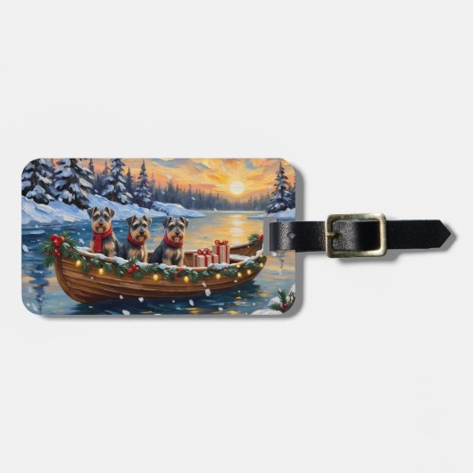 Schnauzer Weihnachtsboot-Feiertag Gepäckanhänger (Vorderseite horizontal)