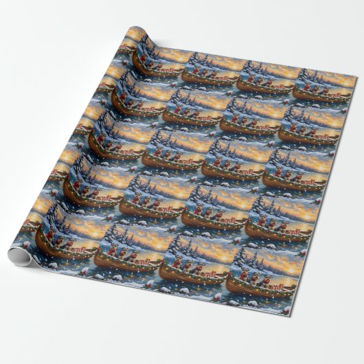 Schnauzer Weihnachtsboot-Feiertag Geschenkpapier (Ungerollt)