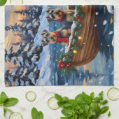 Schnauzer Weihnachtsboot-Feiertag Geschirrtuch (Gefaltet)