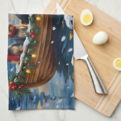 Schnauzer Weihnachtsboot-Feiertag Geschirrtuch (Viertel Falte)