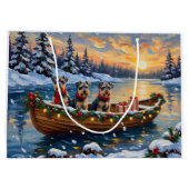 Schnauzer Weihnachtsboot-Feiertag Große Geschenktüte (Rückseite)