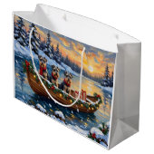 Schnauzer Weihnachtsboot-Feiertag Große Geschenktüte (Rückseite Schrägansicht)