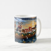 Schnauzer Weihnachtsboot-Feiertag Kaffeetasse (VorderseiteRechts)