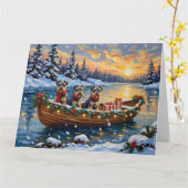 Schnauzer Weihnachtsboot-Feiertag Karte (Gelbe Blume)