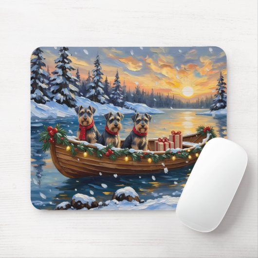 Schnauzer Weihnachtsboot-Feiertag Mousepad (Mit Mouse)
