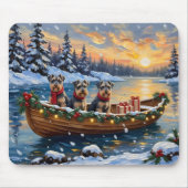 Schnauzer Weihnachtsboot-Feiertag Mousepad (Vorne)