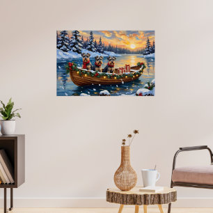 Schnauzer Weihnachtsboot-Feiertag Poster