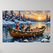 Schnauzer Weihnachtsboot-Feiertag Poster (Vorne)