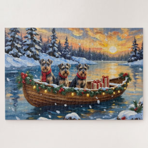 Schnauzer Weihnachtsboot-Feiertag Puzzle