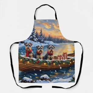 Schnauzer Weihnachtsboot-Feiertag Schürze