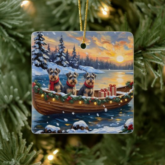Schnauzer Weihnachtsboot Urlaub Keramikornament (Baum)